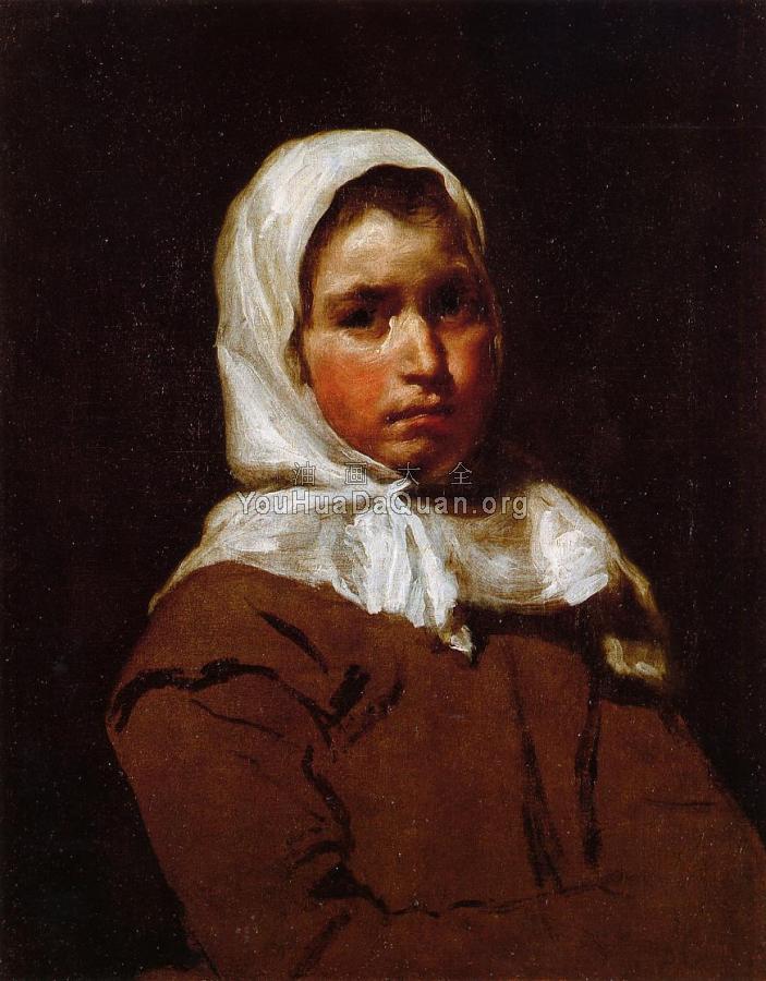 Young Peasant Girl - 迭戈·罗德里格斯·德·席尔瓦·委拉斯贵支